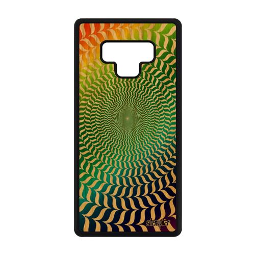 Coque En Vrai Bois Silicone Galaxy Note 9 Illusion D'optique Spirale Rond Frêne Cercle Etui Magique Mobile Telephone Effet Samsung