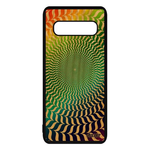 Coque En Bois Illusion D'optique Pour Samsung S10 Silicone Graphique Rond Arc En Ciel Effet Magique Gay Pride Cercle Spirale Galaxy