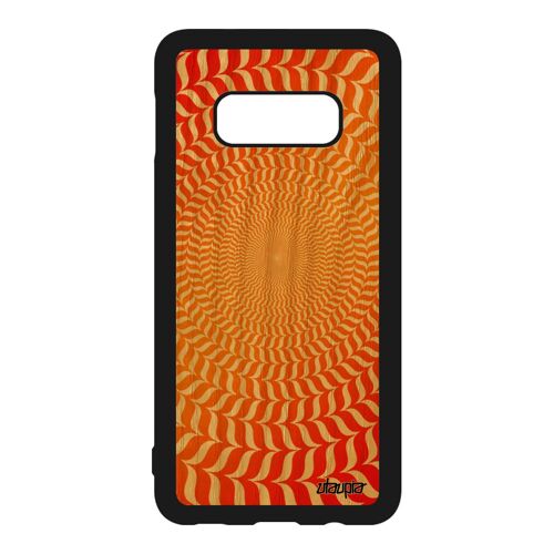 Coque Silicone Galaxy S10e En Bois Illusion D'optique Unique Rond Geometrie Cercle Mobile Noir Effet Spirale Orange Souple Samsung