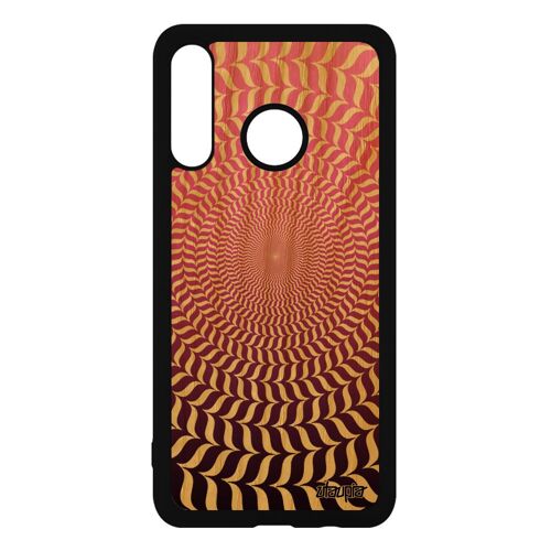 Coque silicone illusion d'optique P30 Lite bois original antichoc magique cercle spirale rond geometrique rose effet dégradé Huawei