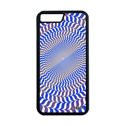 Coque en silicone illusion d'optique iPhone 7 Plus housse graphique mirage spirale mobile bicolore Iphone 7+ cercle effet bleu