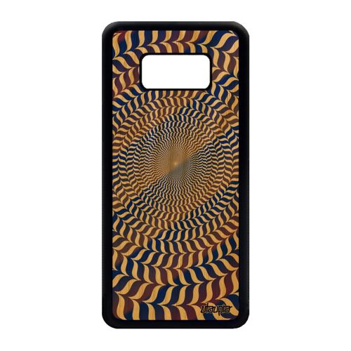Coque pour Samsung S8 en bois silicone illusion d'optique art visuel bleu housse de protection bicolore personnalisé pas cher galaxy