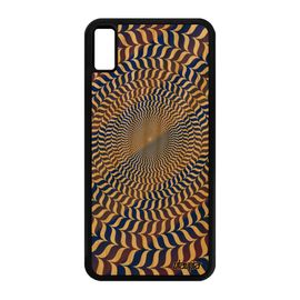 Coque Illusion D'optique Pour Iphone Xs Max Bois Silicone Telephone Cover Magie Geometrique Case Personnalisé Bleu Housse Rond