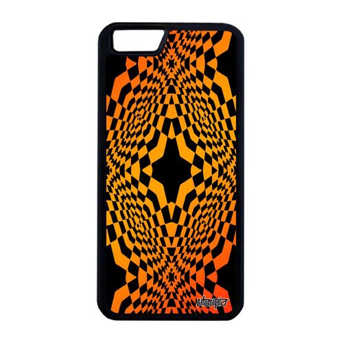 Coque Pour Iphone 6 6s Plus Silicone Illusion D'optique Losage Effet Geometrique Antichoc Noir Moderne Telephone Graphique De