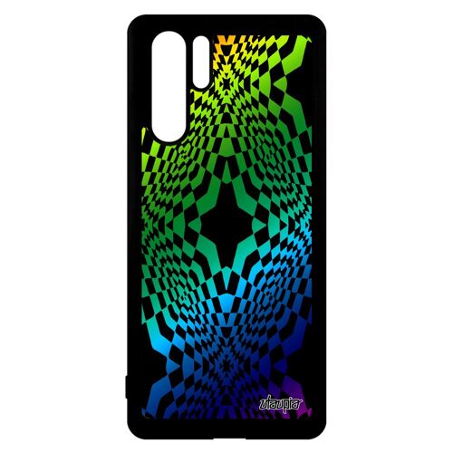 Coque pour P30 Pro en silicone illusion d'optique noir multicolore gay pride VOG-L29 cover art visuel geometrie mirage metal Huawei