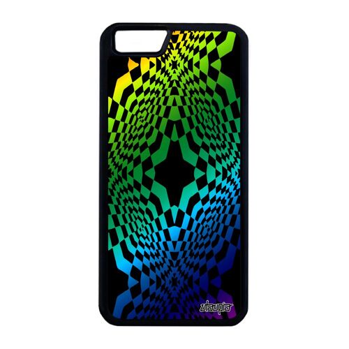 Coque silicone iPhone 6 6S Plus illusion d'optique metal bumper gay pride geometrie housse mirage etui art visuel mobile vert