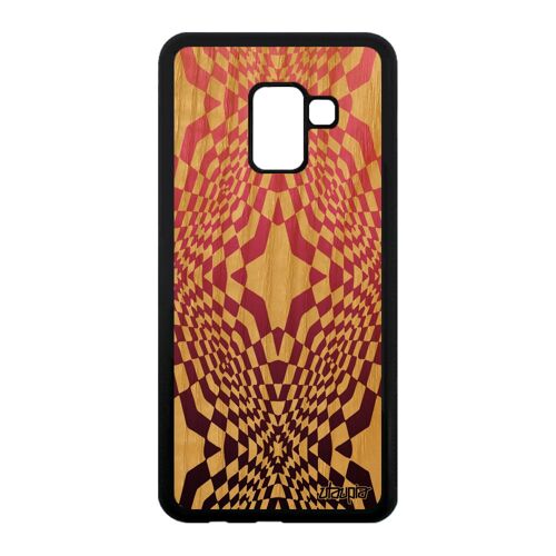 Coque de protection Samsung A8 2018 bois silicone illusion d'optique case etoile dessin art visuel dégradé losage rose effet galaxy