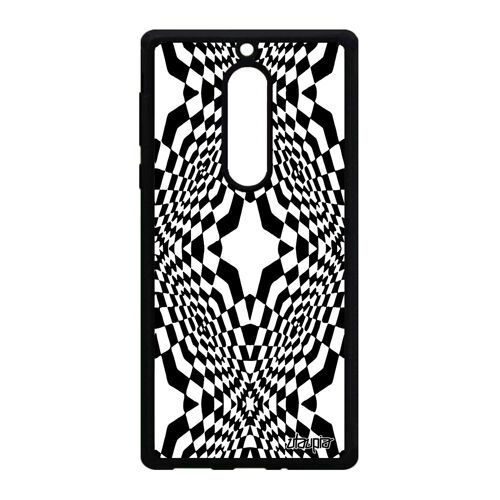 Coque Nokia 5 Silicone Illusion D'optique Noir Magie Pas Cher Etoile Losage Geometrique Noir Et Blanc De Protection Art Visuel Effet