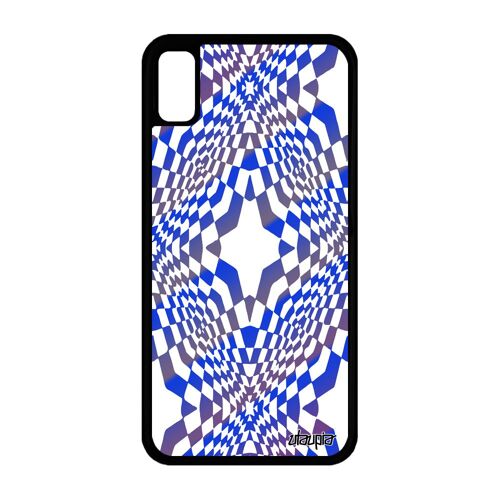 Coque illusion d'optique iPhone XR silicone bicolore losage case mirage etoile graphique bleu housse effet 4G made in France