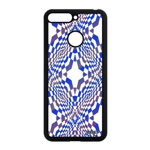 Coque silicone illusion d'optique Honor 7A graphique case effet geometrie pas cher de protection losage bleu bicolore etoile mirage