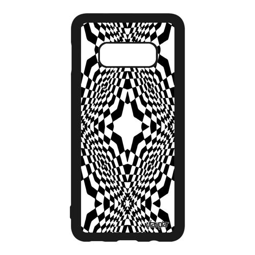 Coque Samsung S10e silicone illusion d'optique losage etoile bicolore bumper effet noir 4G noir et blanc geometrique souple galaxy