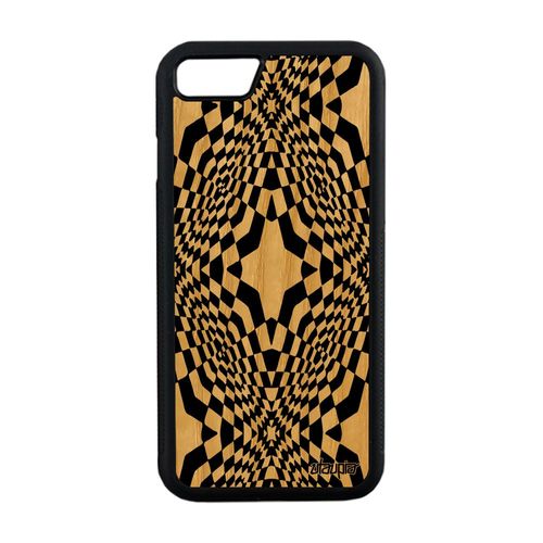 Coque Silicone Iphone 8 Bois Illusion D'optique Noir 4g Losage Art Visuel Bicolore Etoile Mirage Noir Et Blanc Portable Effet