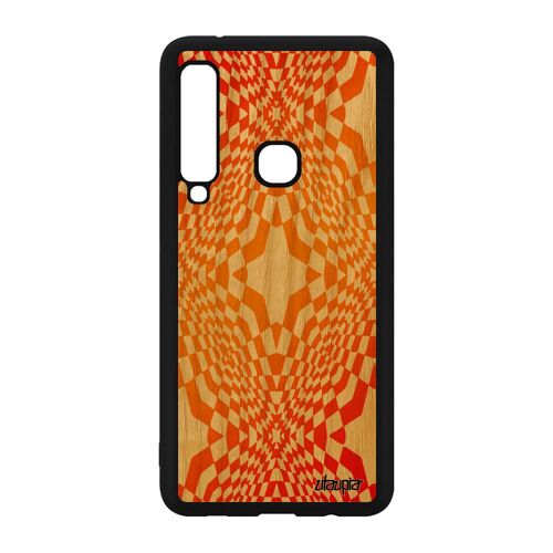 Coque Bois Silicone Samsung Galaxy A9 2018 Illusion D'optique Cover Etoile Effet Mobile Geometrique Orange Magie Etui Case Graphique