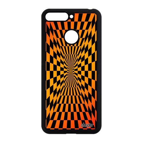 Coque Honor 7a Silicone Illusion D'optique Graphique Case Magie Carre Dégradé Housse Carreaux Mobile Effet Design Geometrique Orange