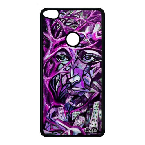 Coque silicone de protection Huawei P8/P9 Lite 2017 portrait street art arbre rose abstrait 4G homme immeubles visage fait main case