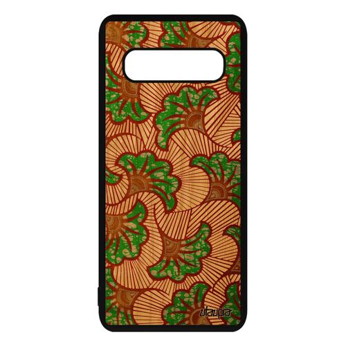 Coque En Vrai Bois Wax Samsung S10 Silicone Fantaisie Vert Tissu Afrique Motif Smartphone Etui Noir Ethnique Bumper Africain Galaxy