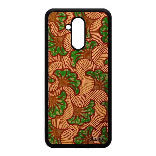Coque bois silicone pour Mate 20 lite wax vert coloré fantaisie africain antichoc ethnique tissu original housse afrique de Huawei