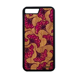 Coque Iphone 8 Plus Bois Silicone Wax Telephone Design Imprimé Tissu Africain Coloré De Protection Motif Afrique Violet Etui