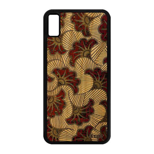 Coque Pour Iphone Xs Max Bois Silicone Wax Artisanat Coloré Motif 256 Go Afrique Africain Portable 4g Ethnique Imprimé Rouge