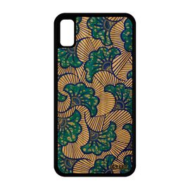 Coque Vrai Bois Wax Iphone Xr Silicone Telephone Coloré Imprimé Dessin Africain Housse Ethnique Bleu Afrique Motif Naturel