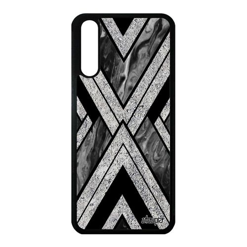 Coque Silicone Marbre Telephone Huawei P20 Design Geometrie Motif Granite Matiere Metal Jolie Personnalisé Portable Gris Fond Effet