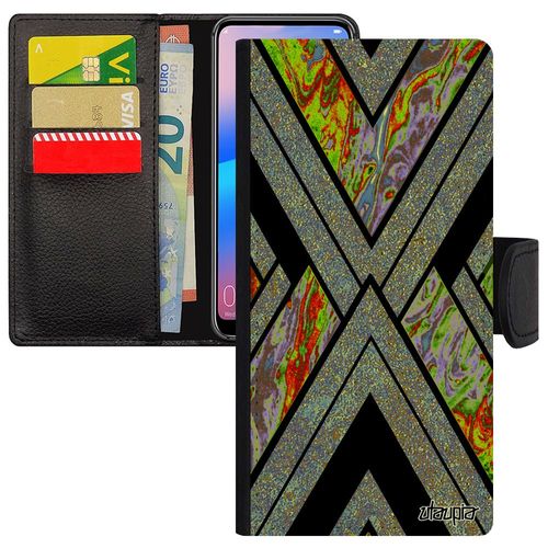 Coque Huawei Mate 10 Lite Rabat Silicone Marbre Coloré Case Portable Moderne Pierre Jaune Geometrique Granite Telephone Design Motif
