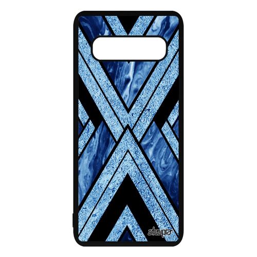 Coque Silicone Pour Samsung Galaxy S10 Plus Marbre Cover Texture Telephone S10+ Bleu Coloré 4g Design Noir Forme Original Motif