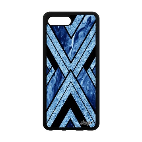 Coque Honor 10 silicone marbre matiere coloré design original 4G forme granite bleu texture housse antichoc motif geometrique de