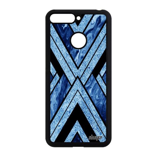 Coque marbre Honor 7A en silicone coloré geometrique design original forme bleu mobile motif de protection housse granite texture