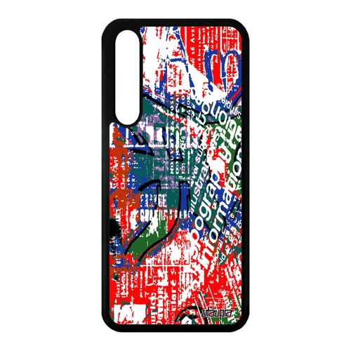 Coque Street Art Telephone P20 Pro Silicone Rouge Coloré Bumper Ecriture Motif Tagué 4g Metal Noir Peinture Graffiti Texture Huawei