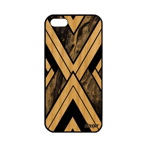 Coque En Bois Pour Apple Iphone 5 5s Se Silicone Marbre Artisanal Gris Portable Motif Texture Fond Geometrique De Protection Granite