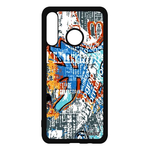 Coque Huawei P30 Lite Silicone Street Art Etui Graffiti Tagué Rigide Case Telephone Motif Jolie Peinture Ecriture Unique Fond Orange