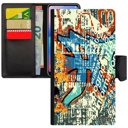 Coque Pour Iphone 11 Pro Simili Cuir Portefeuille Street Art Effet Graffiti Portable Tagué Motif Ecriture Orange Fond Etui Tag