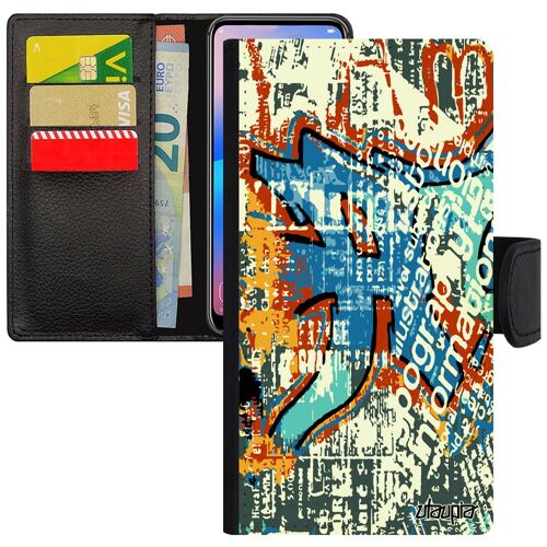 Coque A7 2018 rabat portefeuille street art ecriture telephone orange jolie pas cher peinture de protection antichoc Samsung galaxy