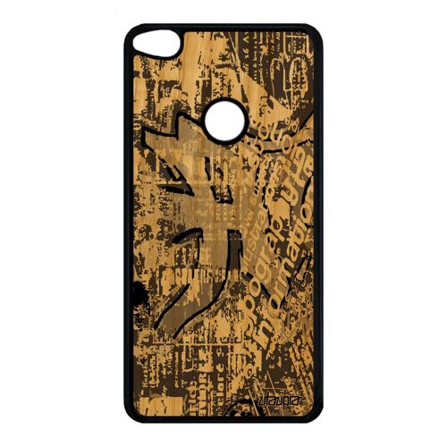 Coque bois antichoc Huawei P9/P8 Lite 2017 silicone street art fond de protection effet TPU smartphone ecriture gris peinture design
