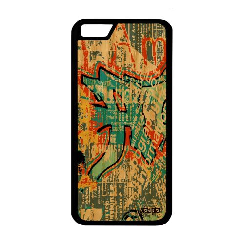 Coque Pour Iphone 6 6s Bois Veritable Silicone Street Art 16 Go De Protection Peinture Ecriture Coloré Motif Mobile Graffiti