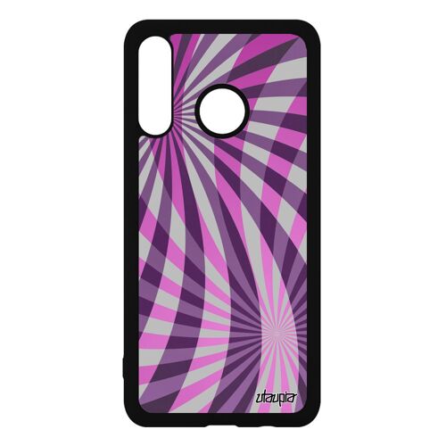 Coque Silicone P30 Lite Illusion D'optique Portable Solide Effet Pas Cher Mobile Motif Soleil Fond Jolie Violet Design Noir Huawei