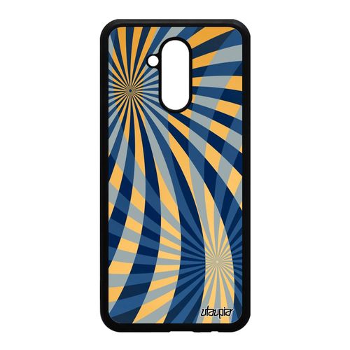 Coque Illusion D'optique Pour Huawei Mate 20 Lite Silicone Soleil Antichoc Coloré Geometrique Texture Bleu Portable Motif Smartphone