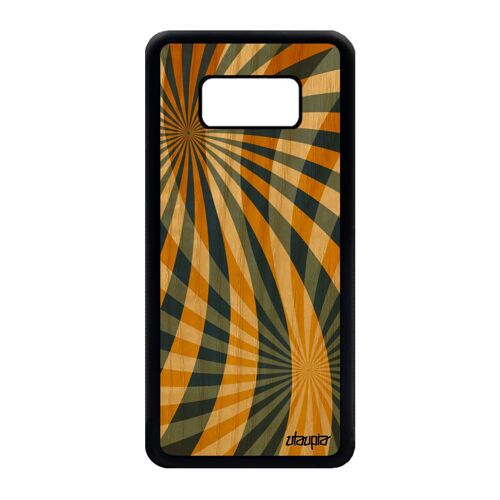 Coque illusion d'optique Galaxy S8 bois silicone effet housse soleil frêne design jaune mobile telephone fond etui motif de Samsung