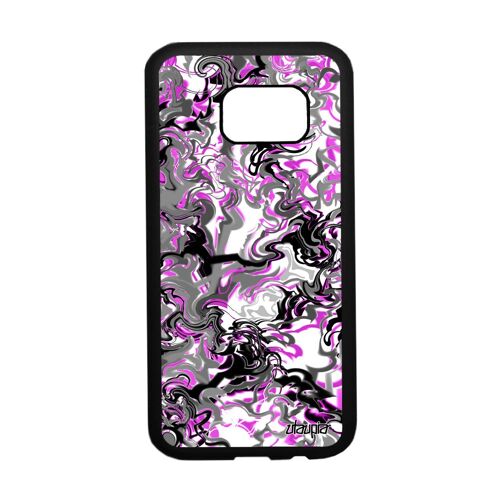 Coque S7 En Silicone Marbre Motif Forme Smartphone Coloré Peinture Fantaisie Design Antichoc Rose Texture Noir Samsung Galaxy