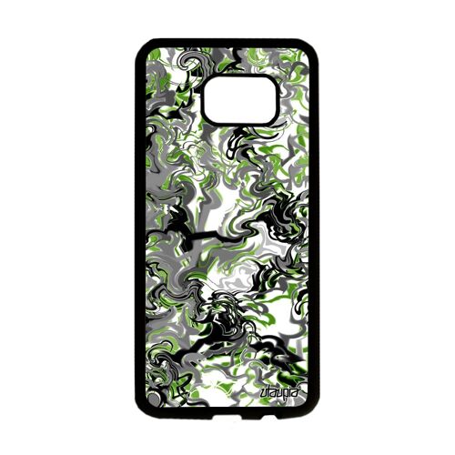 Coque pour Samsung S7 Edge silicone marbre peinture design forme etui ondulé 4G vert fond antichoc cover aluminium motif de galaxy