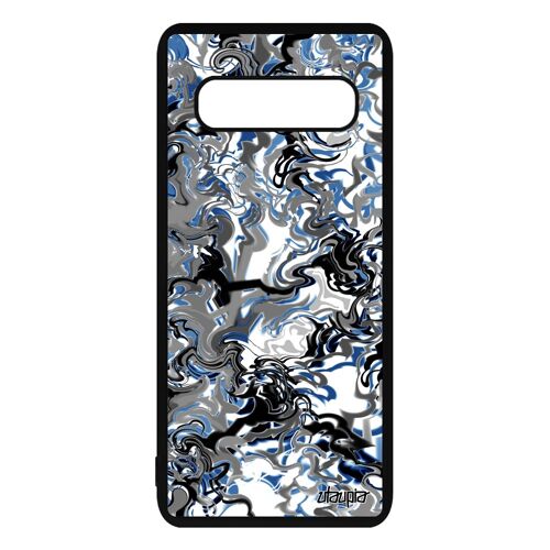 Coque Silicone De Protection Samsung S10 Plus Marbre Texture Bleu Fantaisie 4g Peinture Original Coloré Motif Forme Antichoc Galaxy