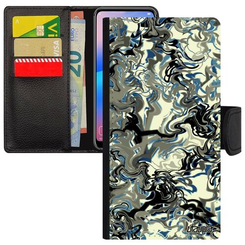 Coque Marbre Pour Samsung Note 10 Cuir Portefeuille Fantaisie Coloré Portable Texture Motif Etui Unique Forme Original Bleu Galaxy
