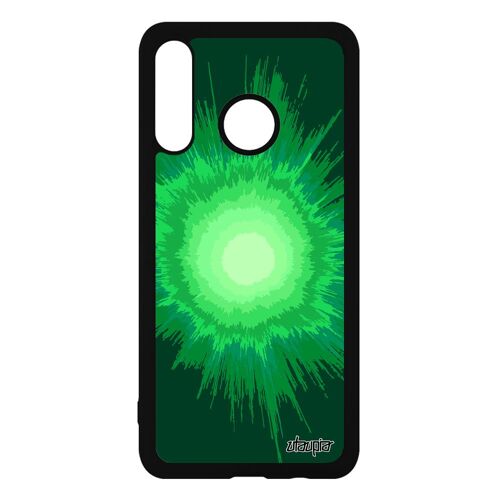 Coque Huawei P30 Lite Silicone Explosion Galaxie Noir Texture Espace Original Mobile Motif Vert Coloré Design Soleil Antichoc De