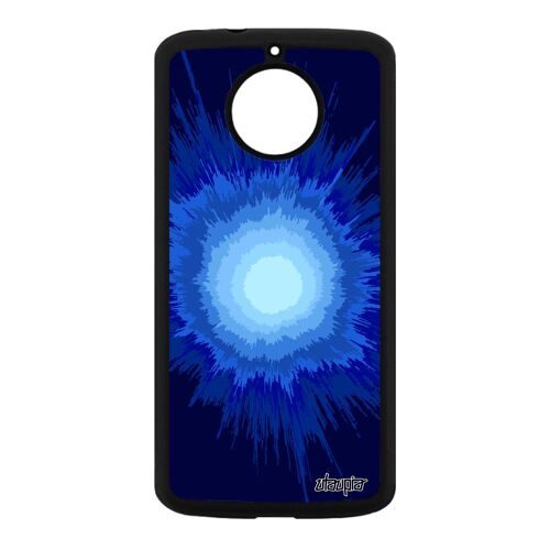 Coque Moto E4 Plus En Silicone Explosion Original Motif Bleu Espace Texture Dessin Noir Smartphone Telephone Antichoc Metal Motorola