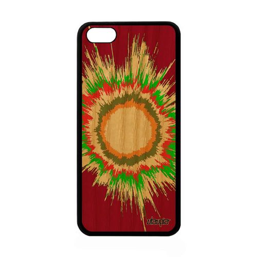 Coque Explosion Pour Apple Iphone 5c Bois Silicone Artisanat Rouge Coloré 8 Go Portable Telephone Espace Mobile Texture Bumper Motif