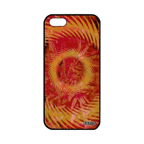 Coque Silicone Iphone 5 5s Se Mandala Telephone Coloré Orange Etui Motif Texture De Protection Gel Mobile Floral Design Soleil Apple