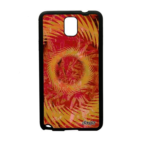 Coque Samsung Note 3 Silicone Mandala Rigide Orange Texture Gel Soleil Coloré Motif Housse Jolie Floral Design Etui Dual Sim Galaxy