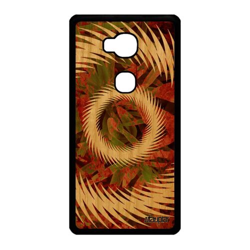 Coque en bois Honor 5X silicone mandala pas cher coloré cadeau motif vegetal etui telephone marron effet decoratif smartphone case