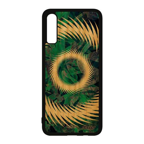 Coque Mandala Samsung A70 Vrai Bois Silicone Motif Jolie Rigide Artisanal Fond Noir Floral Gris Texture Pas Cher Soleil Case Galaxy